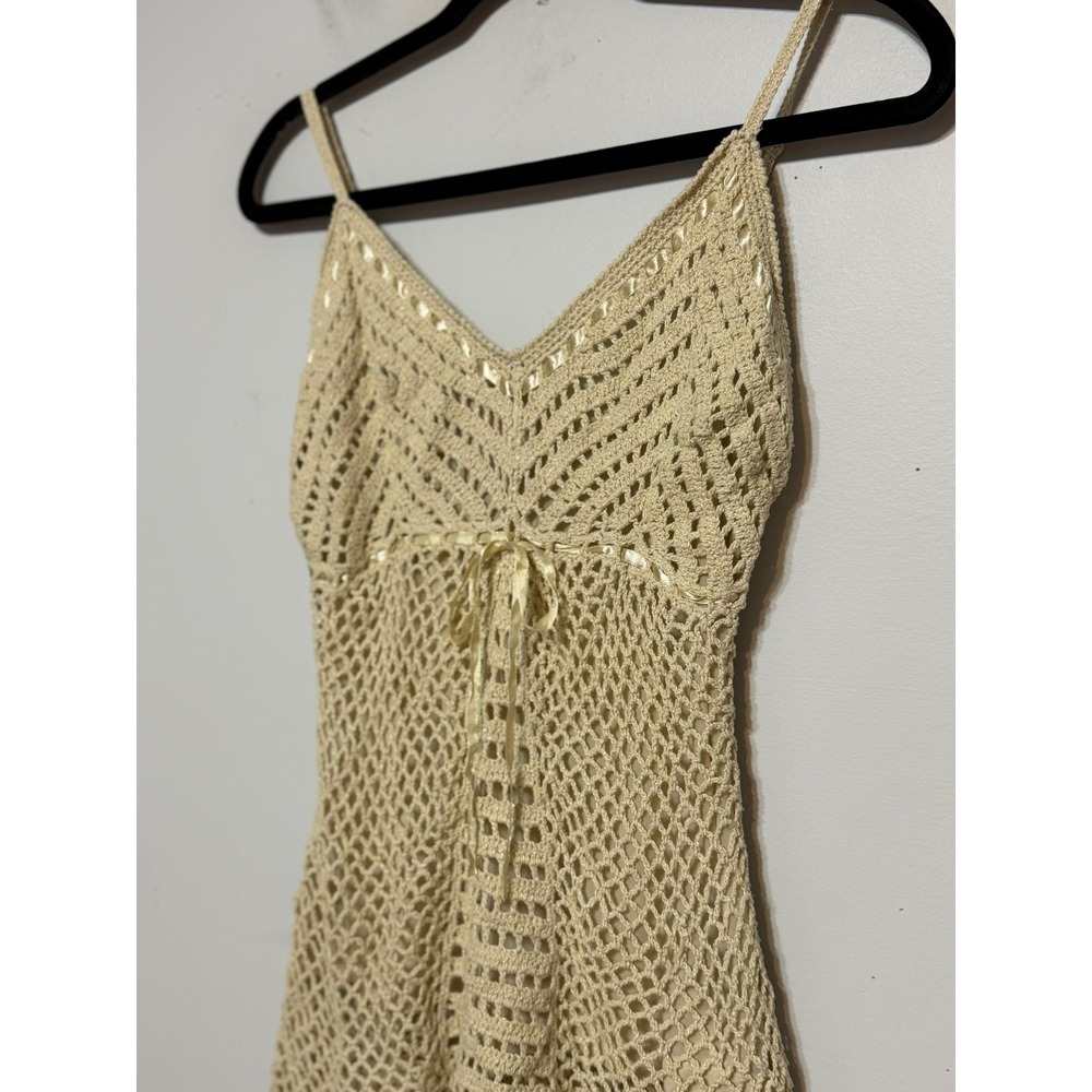 Vintage Y2K Crochet Silk Blend Babydoll Tank Top Small Boho Fairycore Festival - Picture 2 of 8